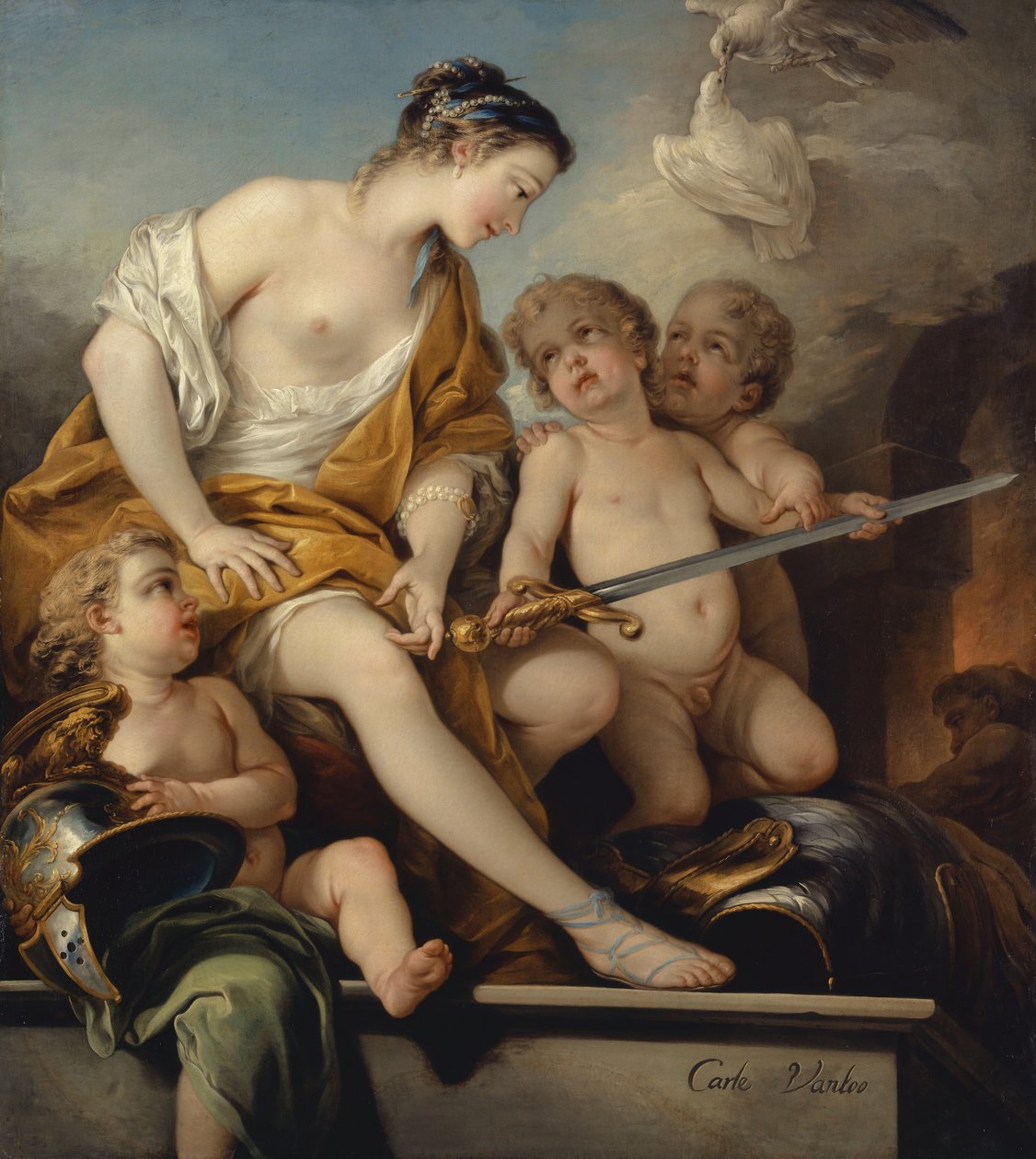 Venus och Cupids med Mars armar, c.1743 av Carle van Loo