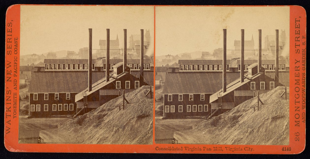 Konsoliderade Virginia Pan Mill, Virginia City av Carleton E. Watkins