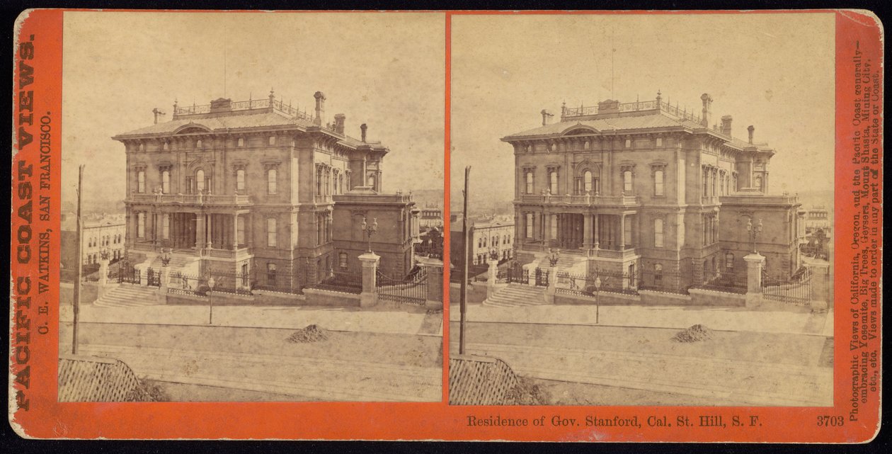 Residens för guvernör Stanford, Cal. St. Hill, S.F. av Carleton E. Watkins