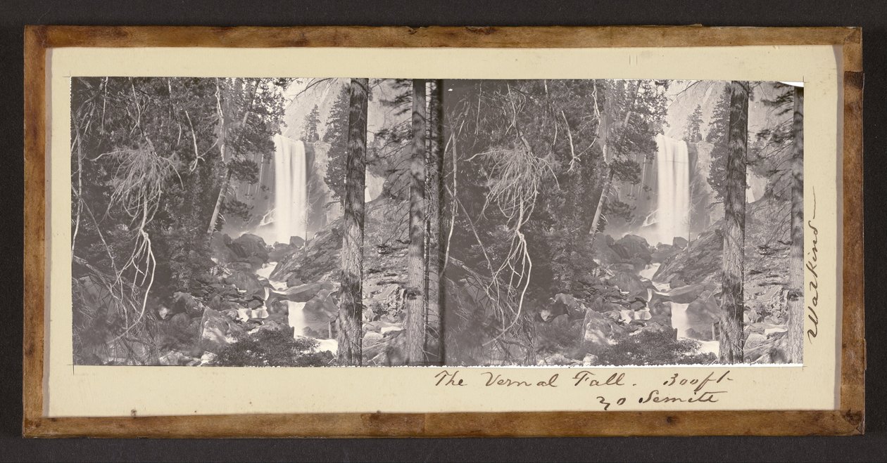 Vernalfallet. 300 fot Yo Semite. av Carleton E. Watkins