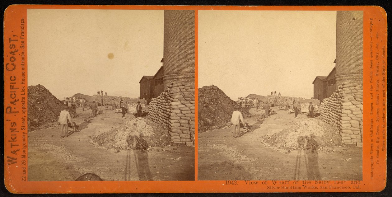 Vy över Wharf of the Selby Lead and Silver Smelting Works, San Francisco, Cal. av Carleton E. Watkins
