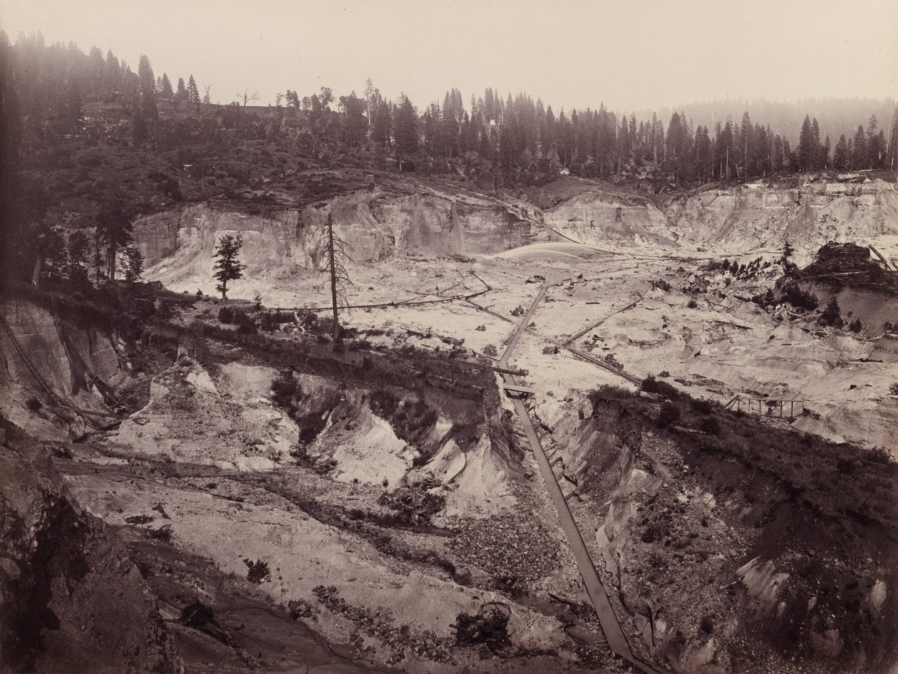 Malakoff Diggins. North Bloomfield Gravel Mining Company, ca. 1871 (mammut-plade albumin print) sverige av Carleton E. Watkins