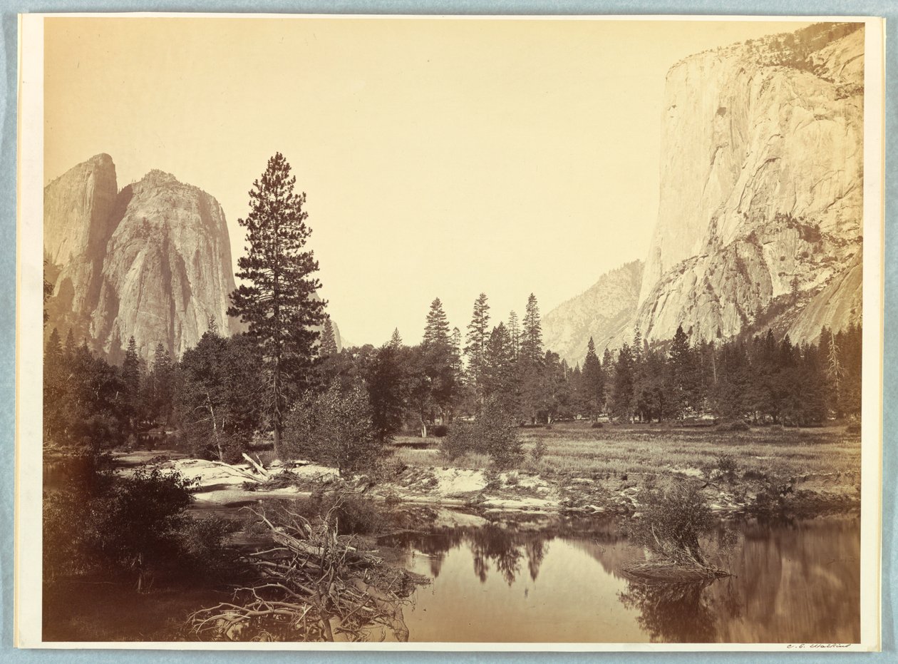 Down the Valley, El Capitan och Cathedral Rocks av Carleton E. Watkins