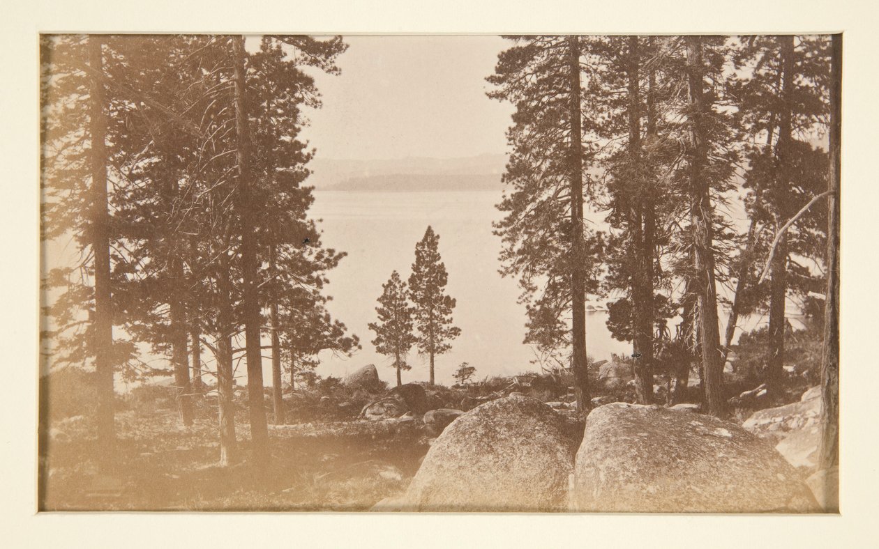 Fyra järnvägsscener och fyra vyer över Lake Tahoe: Lake Tahoe från Warm Springs av Carleton E. Watkins