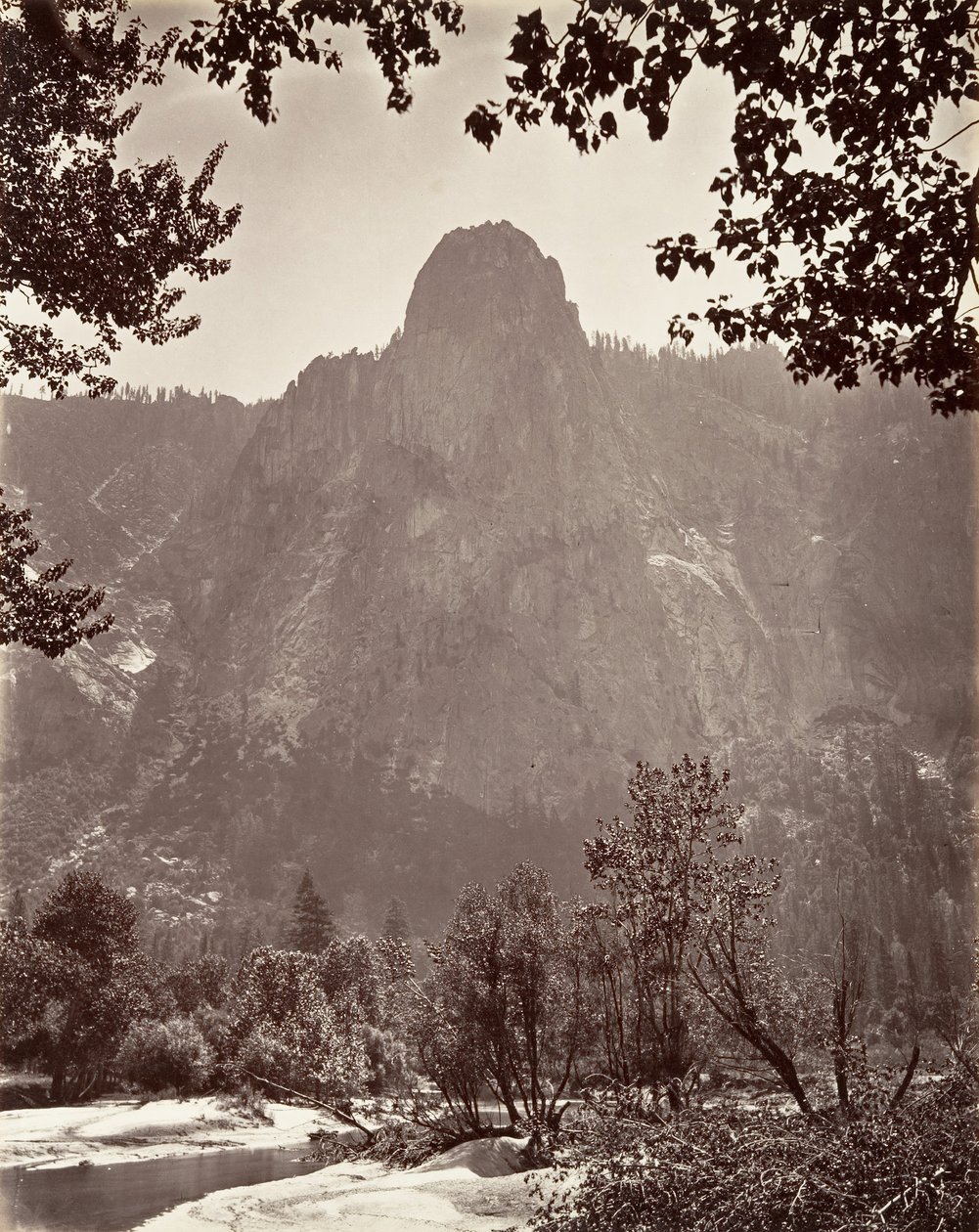 Sentinel Rock, Yosemite, ca. 1872, tryckt ca. 1876. av Carleton E. Watkins.