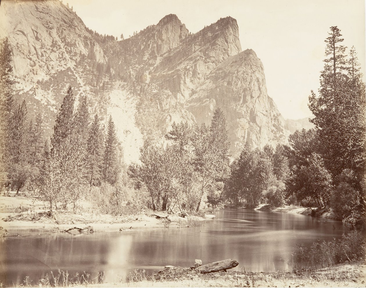 De tre bröderna, Yosemite, ca. 1872, tryckt ca. 1876. av Carleton E. Watkins.