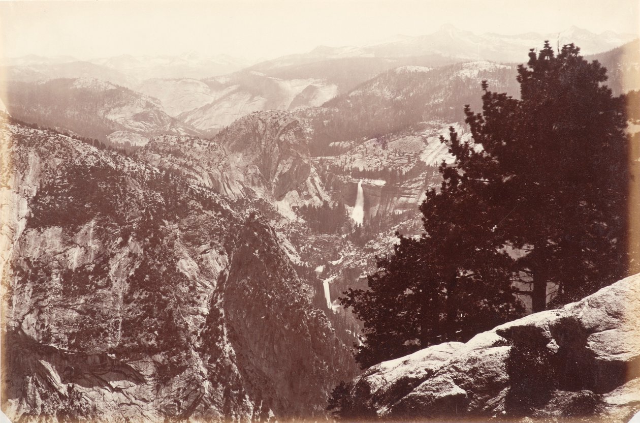 Vernal och Nevada Falls från Glacier Point av Carleton E. Watkins
