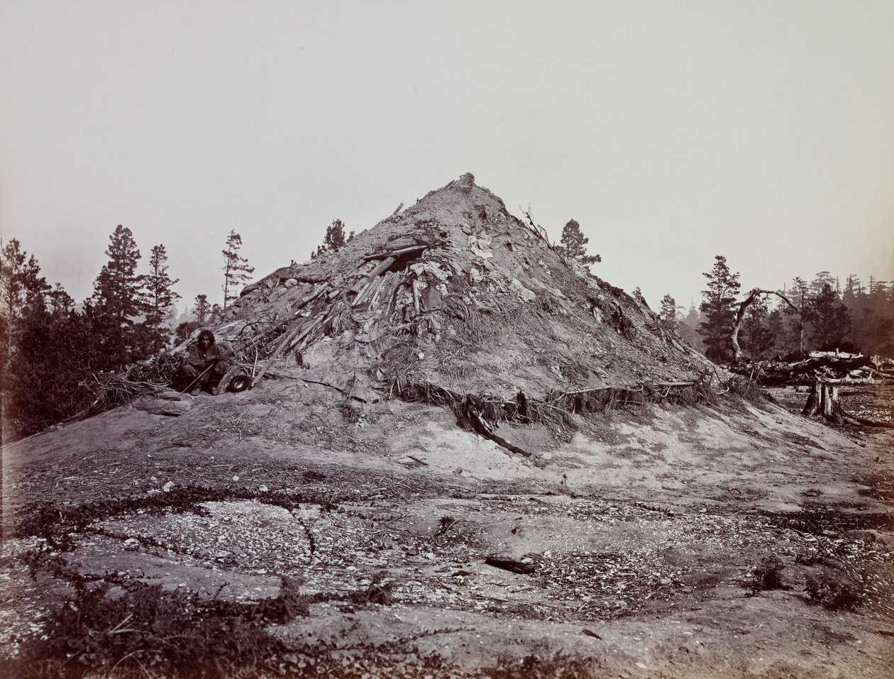 Indian Sweat House, Mendocino County, Kalifornien, 1863. av Carleton Emmons Watkins