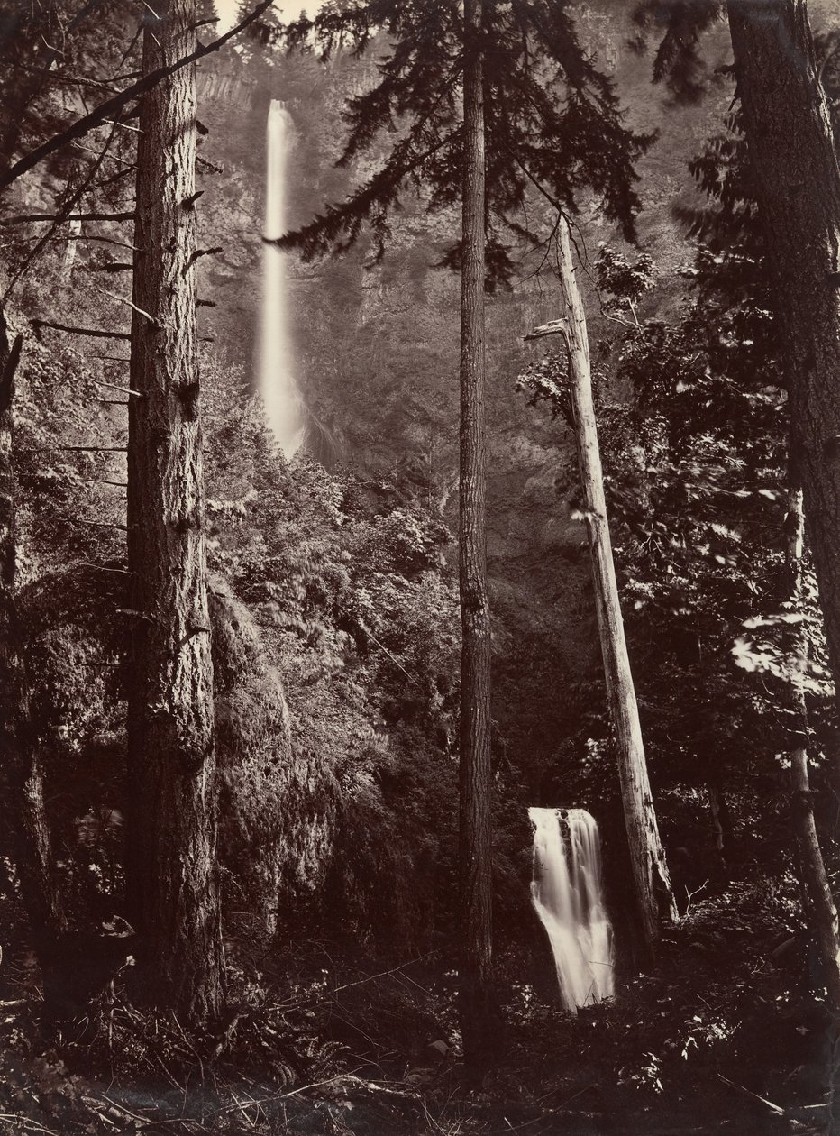 Multnomah Falls, Oregon, 1867, tryckt senare. av Carleton Emmons Watkins