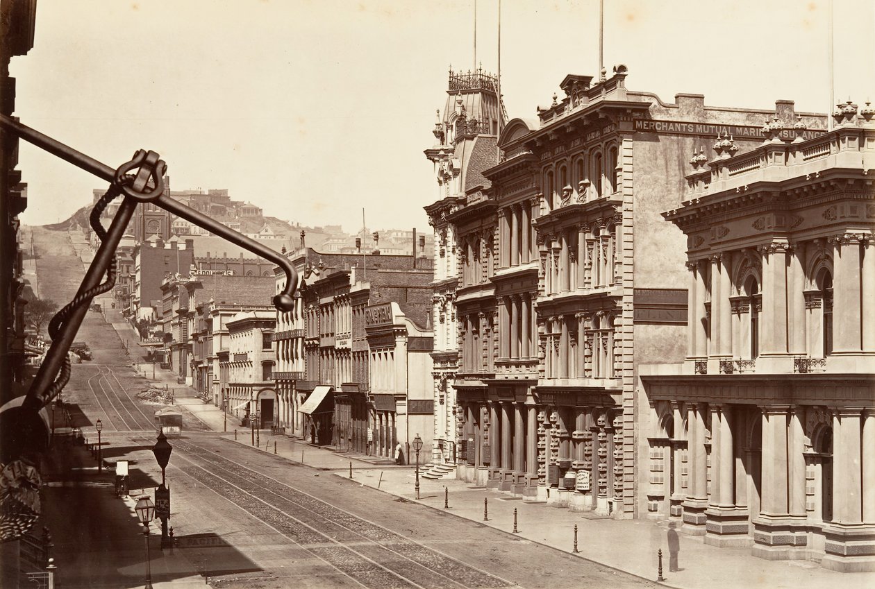 North Side of California Street, 1864, tryckt ca. 1876. av Carleton Emmons Watkins