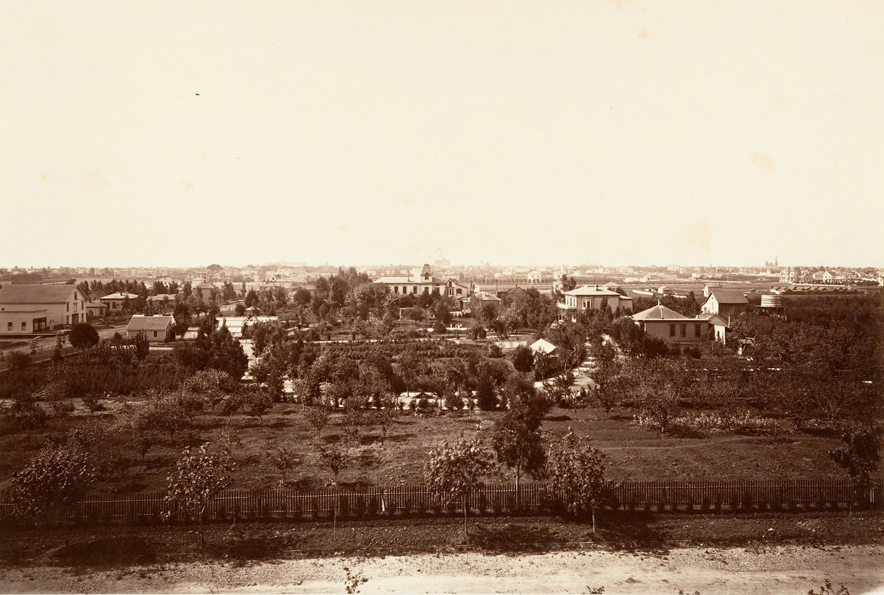 Oakland, från Military Academy, 1864, tryckt ca. 1876. av Carleton Emmons Watkins