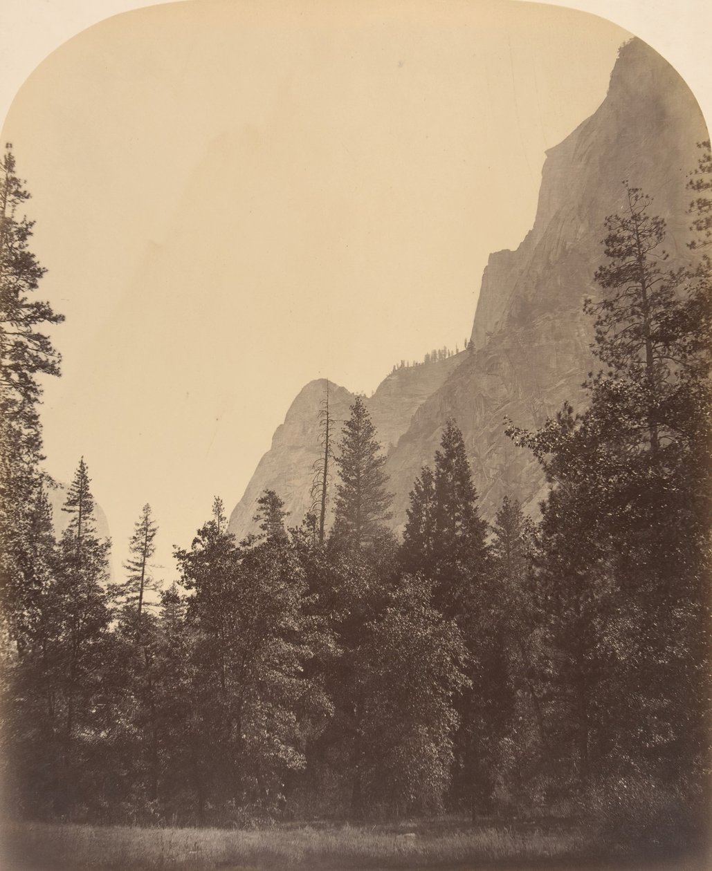 Konturvy över halva kupolen, 4967 fot, 1861. av Carleton Emmons Watkins