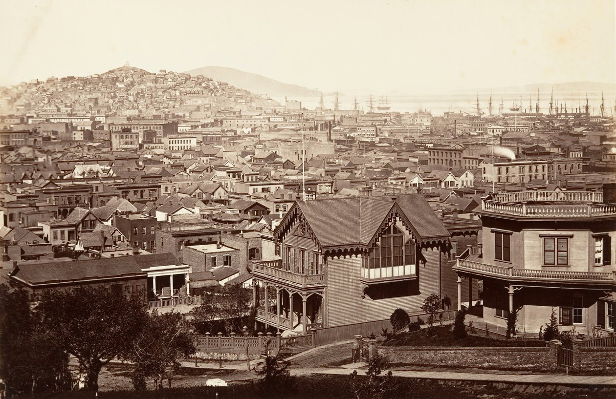 San Francisco, från Rincon Hill, 1864, tryckt ca. 1876. av Carleton Emmons Watkins