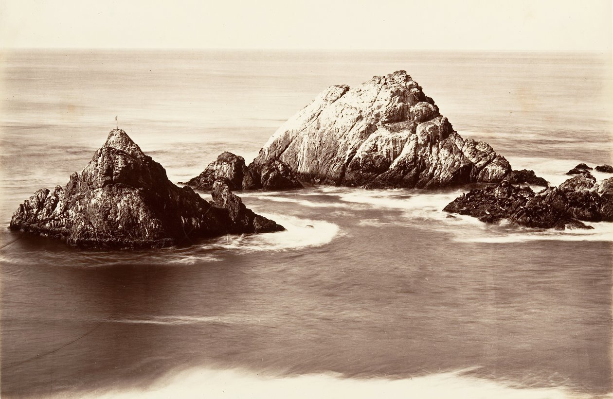 Seal Rocks, 1868-69, tryckt ca. 1876. av Carleton Emmons Watkins