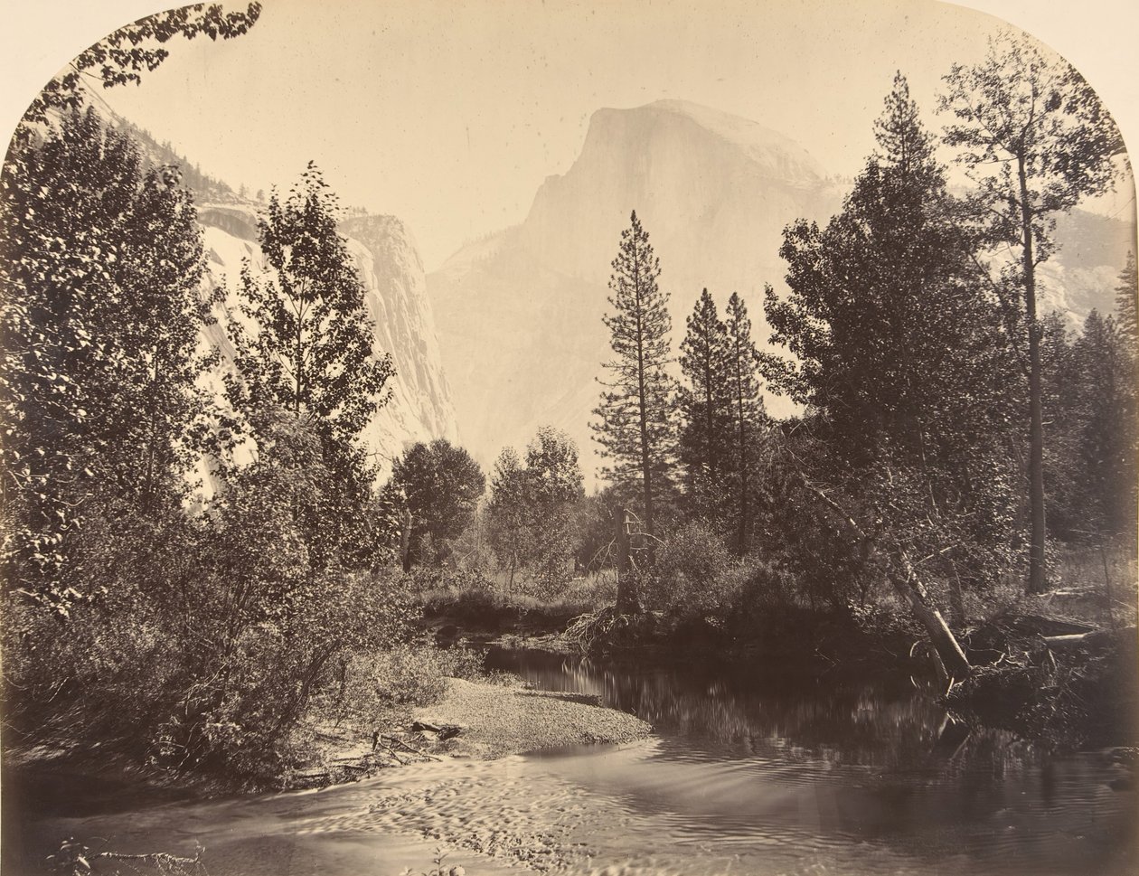 Tasayac, eller den halva kupolen, 4967 fot, 1861. av Carleton Emmons Watkins