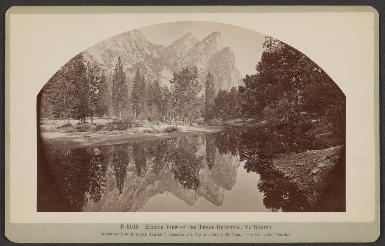 Spegelbild av de tre bröderna, Yo Semite av Carleton Watkins