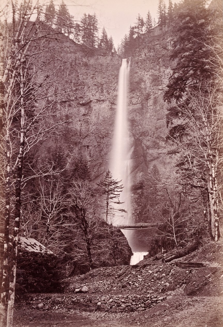 Multnomahfallen, 700 fot, Oregon av Carleton Watkins