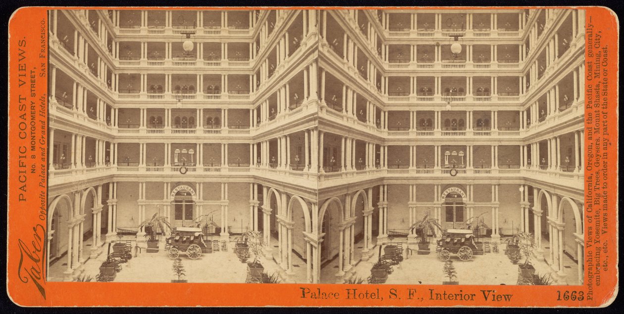 Palace Hotel, S.F., invändig utsikt av Carleton Watkins