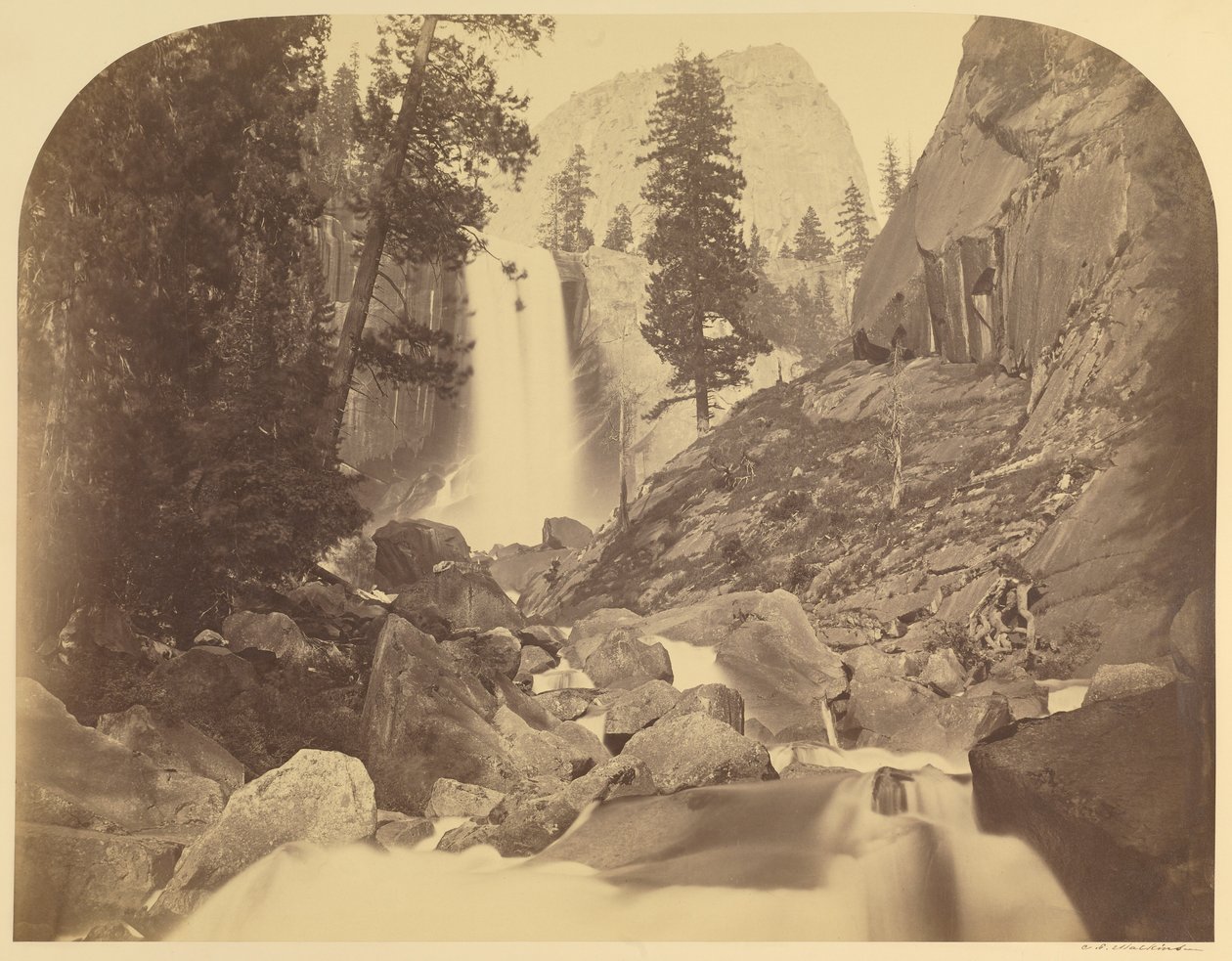 Piwayac - Vernal Fall - 300 fot - Yosemite av Carleton Watkins