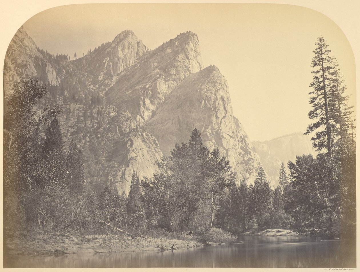 Pompompasus - Tre bröder. 4480 ft. Yosemite av Carleton Watkins
