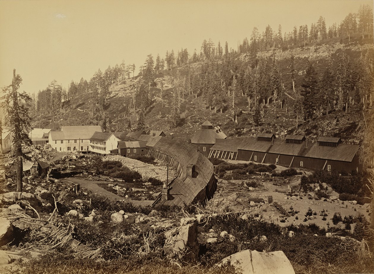 Summit Station med tunnelns västra ände, C.P.R.R. av Carleton Watkins