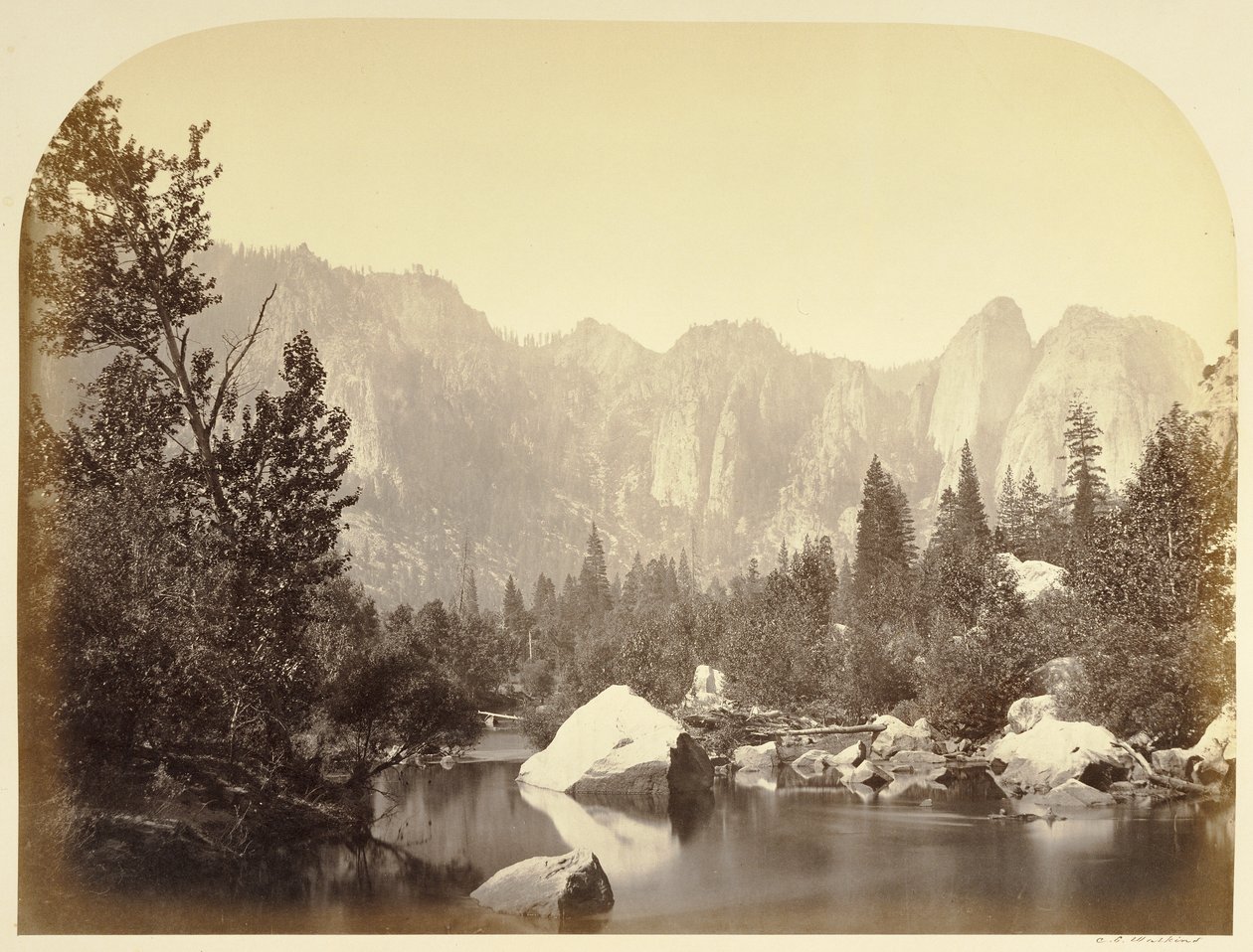 Utsikt över Merced - Yo Semite av Carleton Watkins