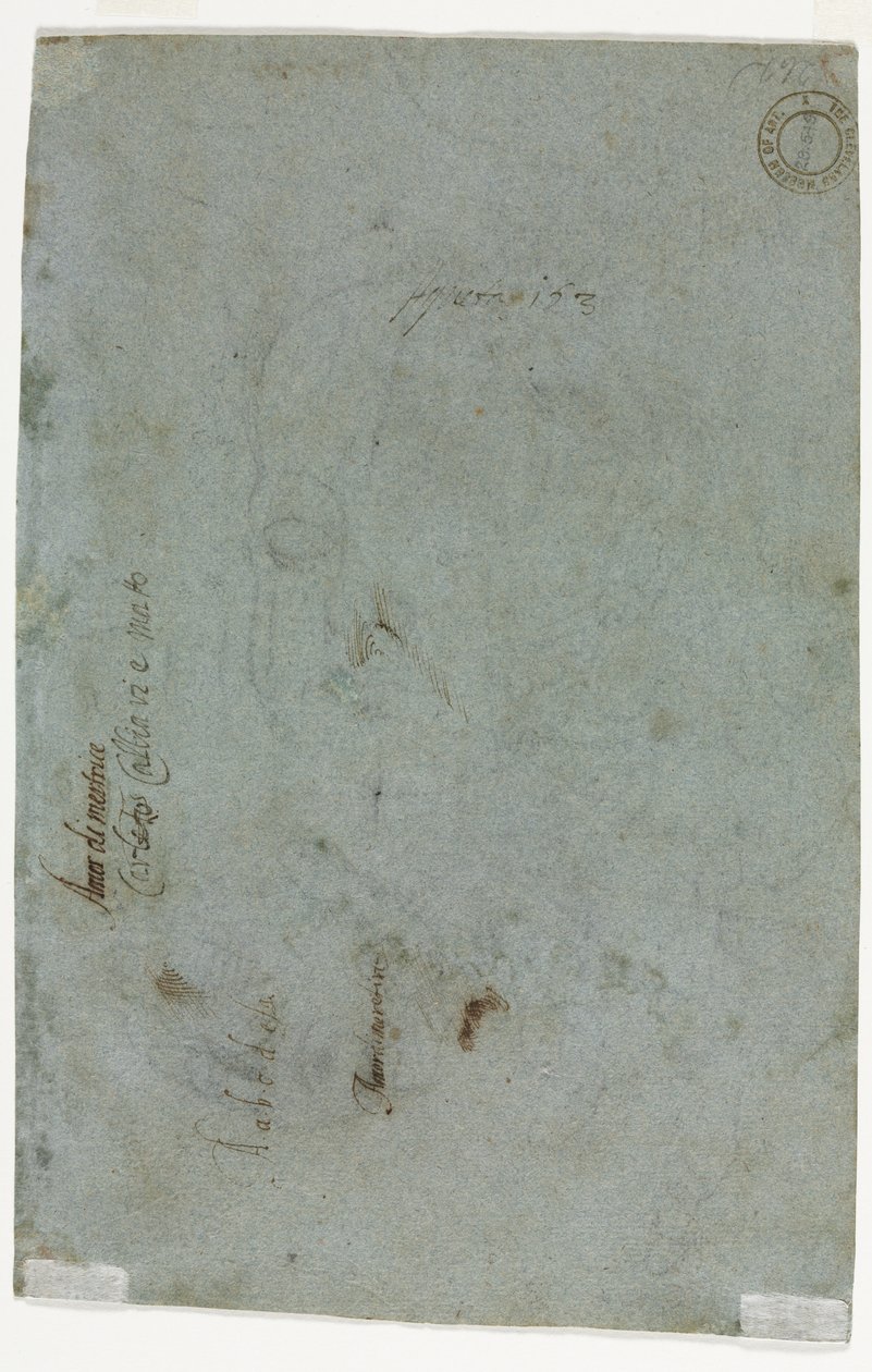 Skiss av ett barns huvud verso, ca. 1586. av Carletto Caliari