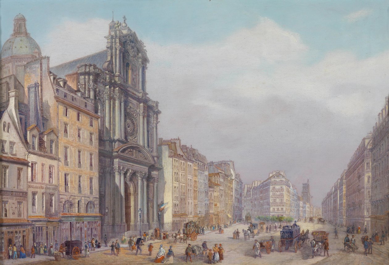 Utsikt över Rue Saint-Antoine, Paris av Carlo Bossoli