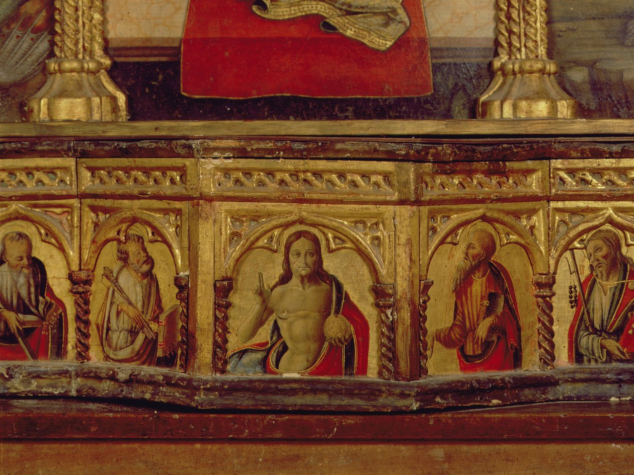 Kristus med St. Peter och St. Paul, från predella av San Martino polyptyk (tempera på panel) (se 76669) av Carlo Crivelli