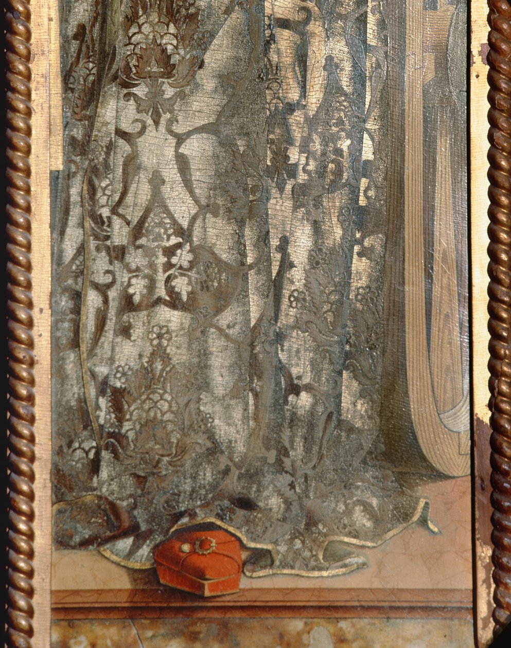 St. Catherine, detalj av hennes dräkt från Santa Lucia triptyk tempera på panel se 76683 av Carlo Crivelli