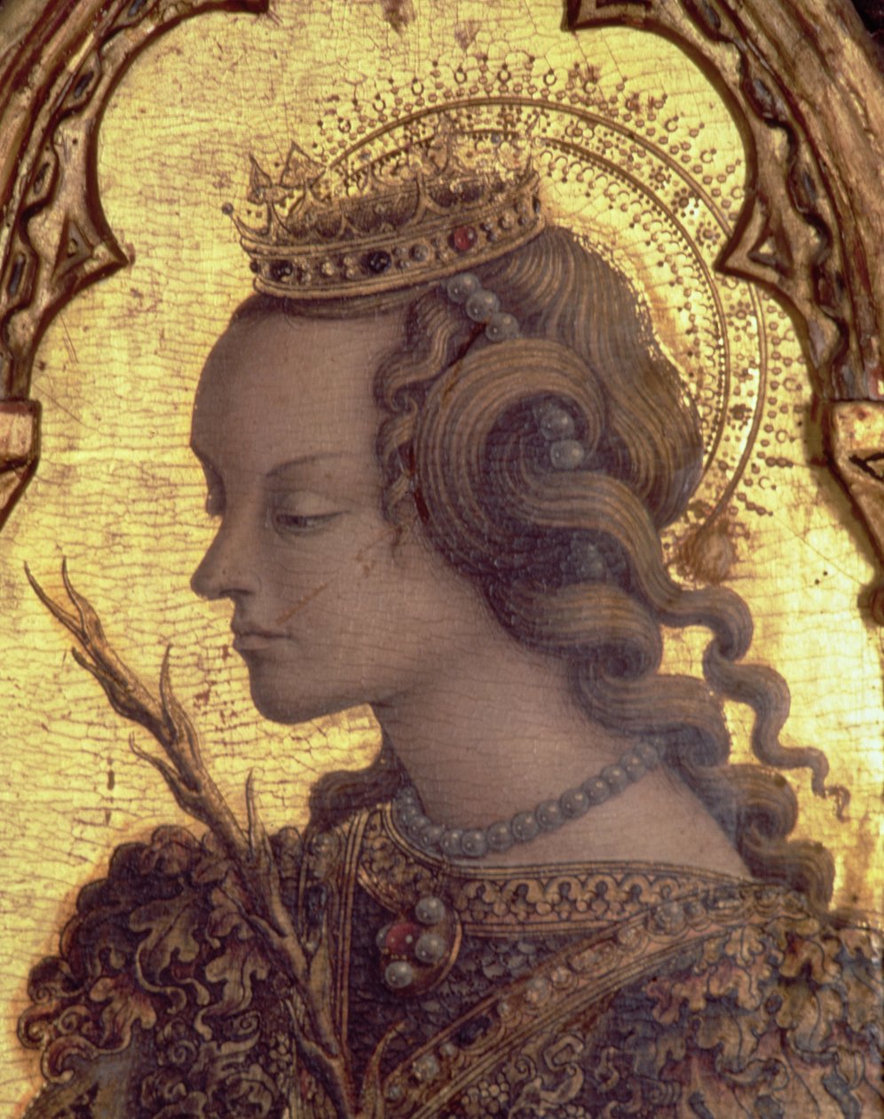 Den heliga Katarina av Alexandria, detalj från polyptyk från San Martino (tempera på panel) (se 76669) av Carlo Crivelli