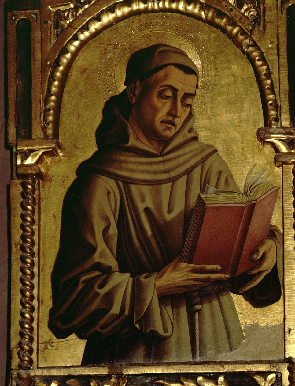 St Francis, detalj från Santa Lucia triptyk (tempera på panel) av Carlo Crivelli
