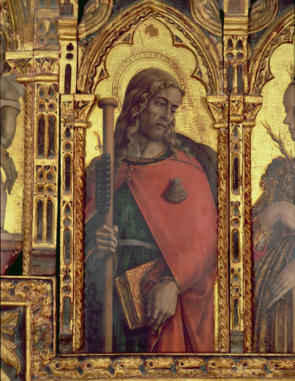 Sankt Jakob, detalj från San Martino-polyptyken (tempera på panel) (se 76669) av Carlo Crivelli