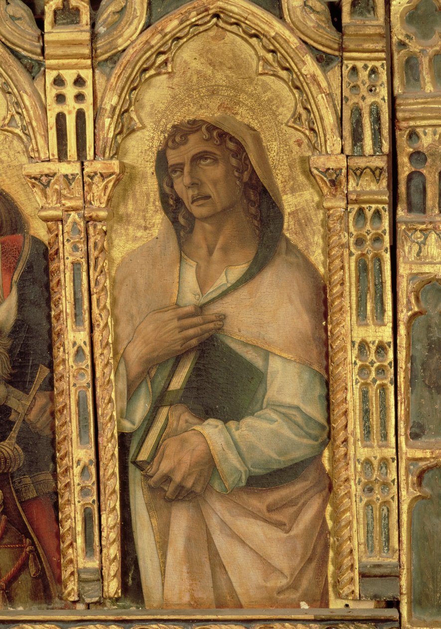 Johannes evangelisten, detalj från polyptiken San Martino (tempera på panel) (se 76669) av Carlo Crivelli