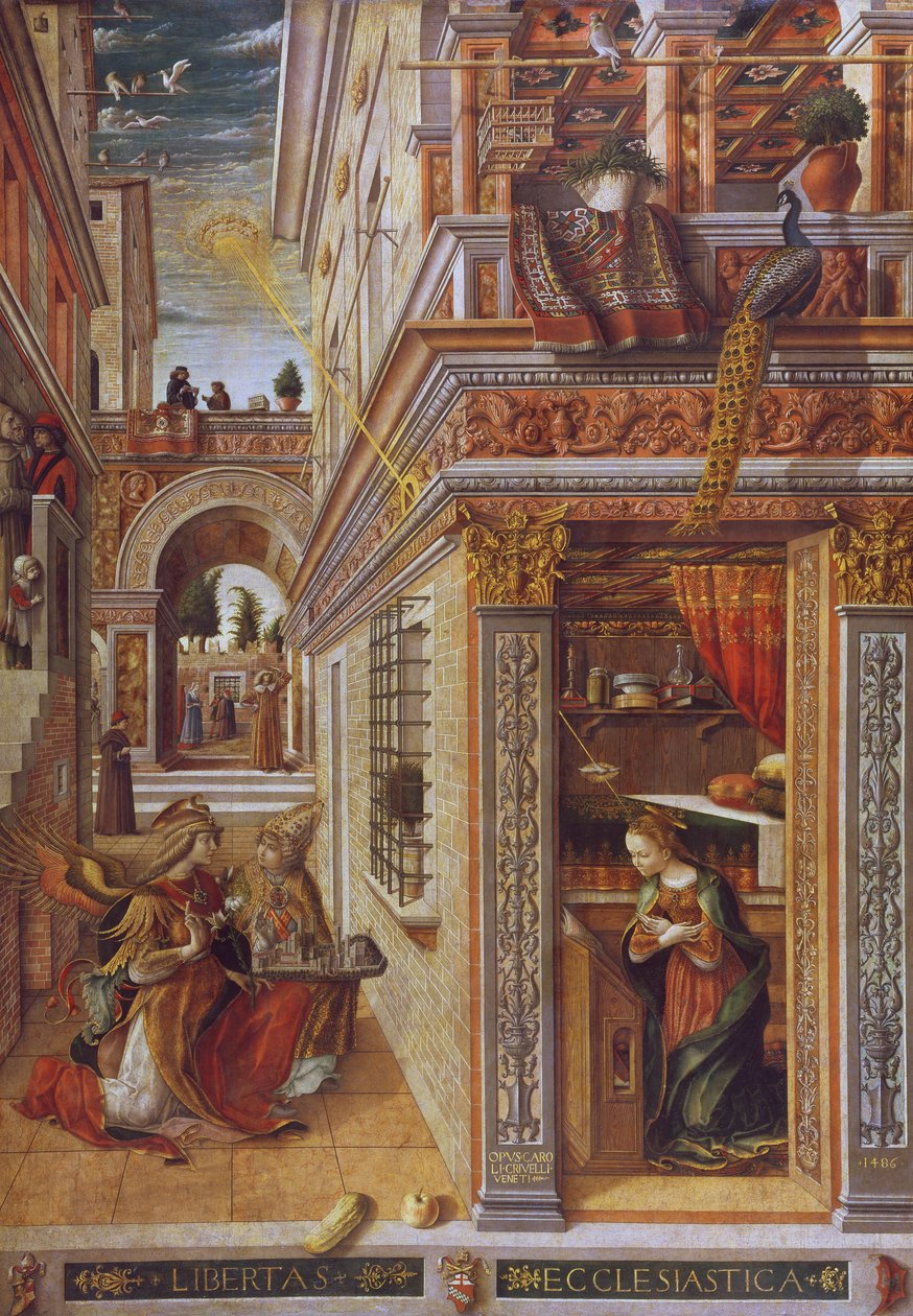 Bebådelsen med St. Emidius, 1486 (tempera och olja på duk) (för detaljer se 72635) av Carlo Crivelli