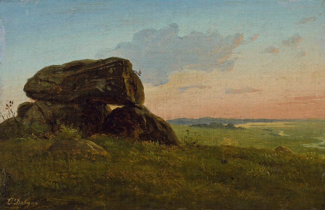 Kvällslandskap med en dolmen. Studie. av Carlo Dalgas