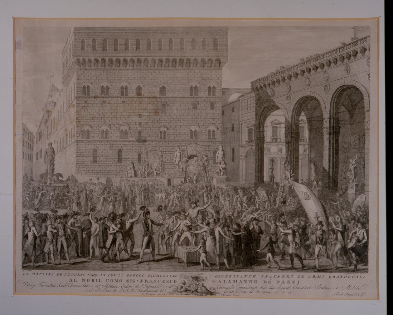 Morgonen den 3 juni 1799 när det florentinska folket firade höjningen av storhertigens vapen av Carlo Lasinio
