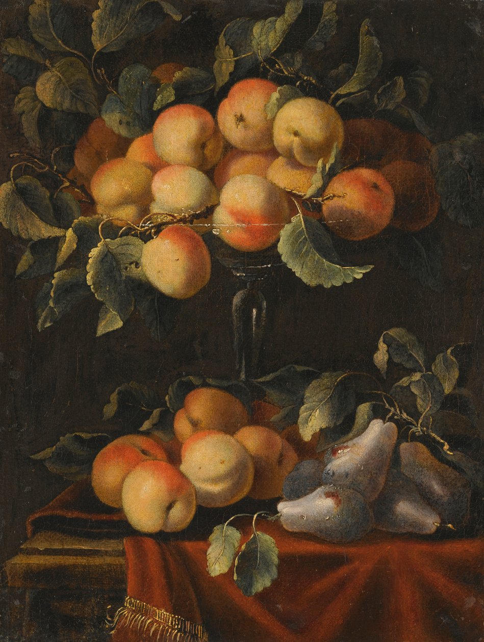 Stilleben med frukt och glas Tazzas av Carlo Manieri