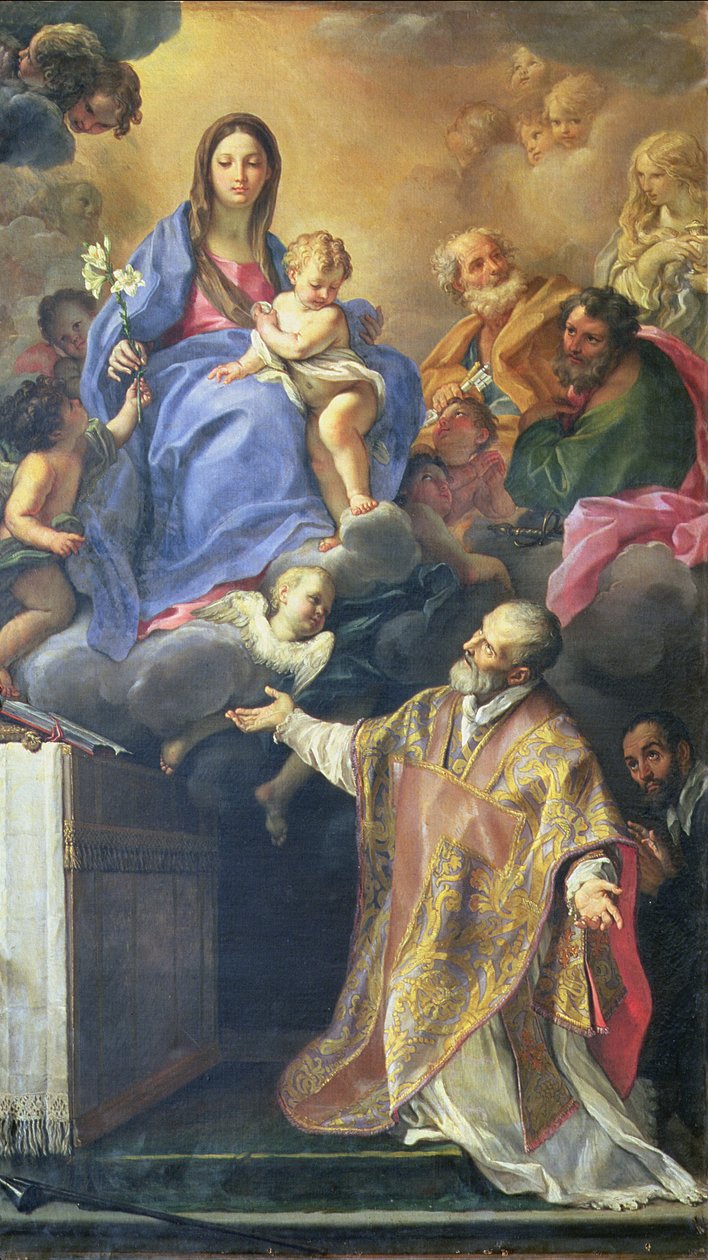Jungfru Maria visar sig för den helige Philip Neri av Carlo Maratta or Maratti