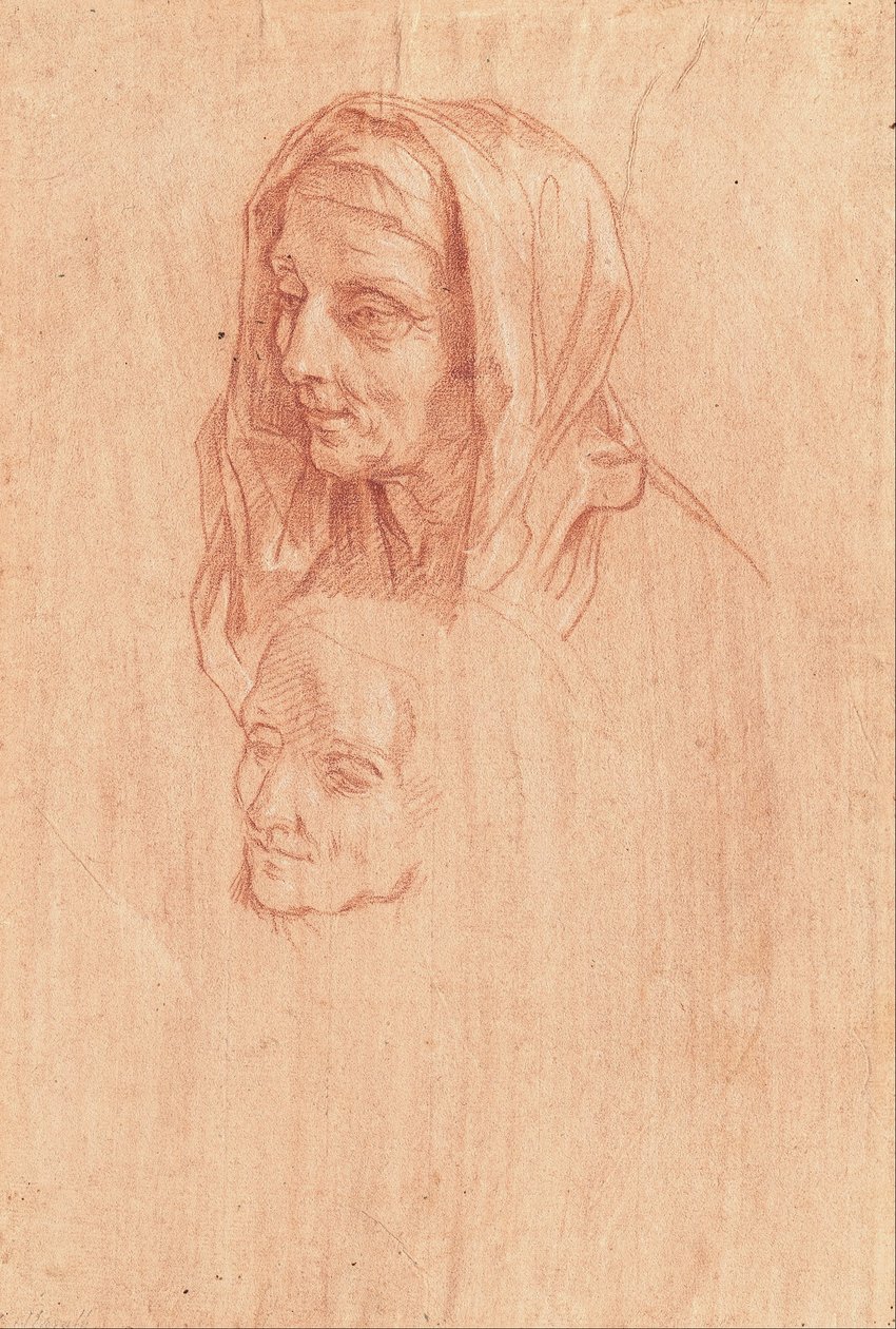 Två studier för en gammal kvinnas huvud av Carlo Maratta or Maratti