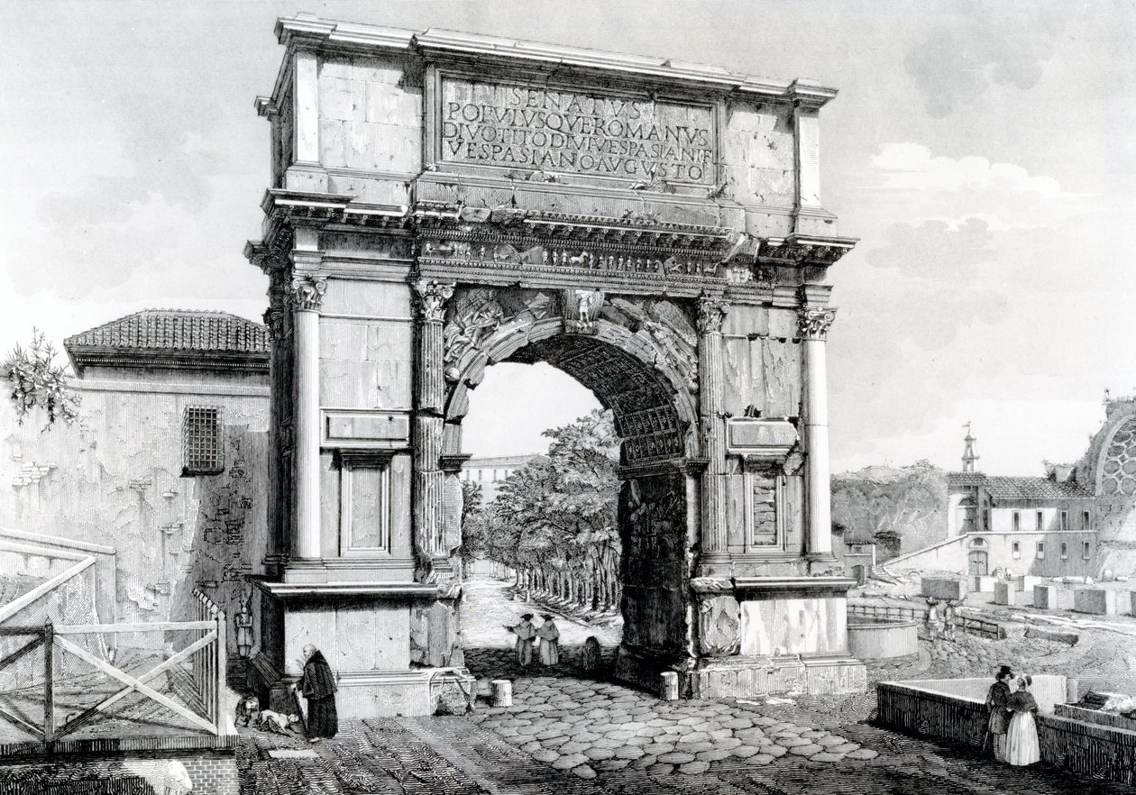 Titusbågen, en del av en serie "Utsikter över Rom", 1845 av Carlo Piccoli
