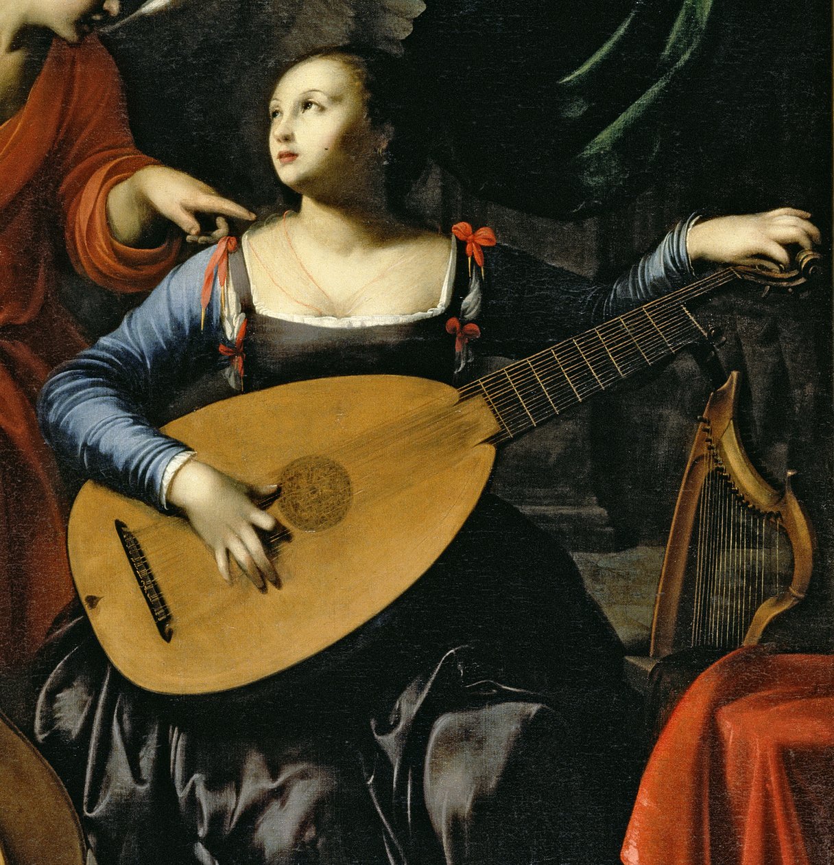 Saint Cecilia and the Angel olja på duk detalj från 135313 av Carlo Saraceni