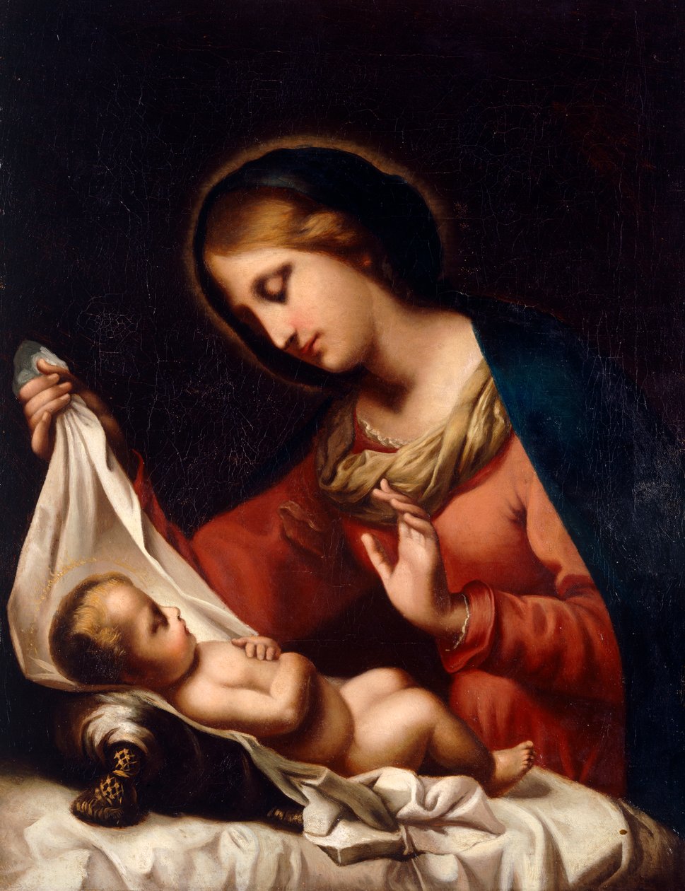 Madonna och barn (olja på duk) av Carlo (after) Dolci
