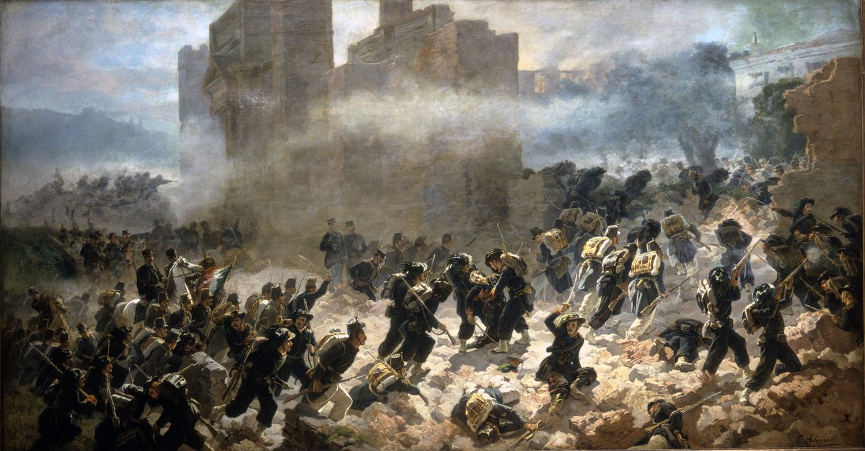 Brêche of Porta Pia - Rom, 20/09/1870. Målning av C. Ademollo. av Carlo Ademollo