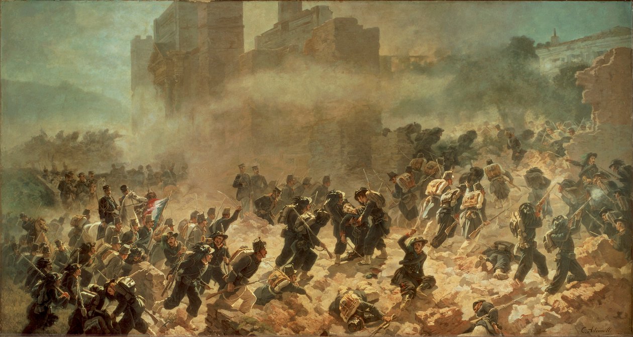 The Breach of Porta Pia, Rom 20 september 1870 (olja på duk) av Carlo Ademollo