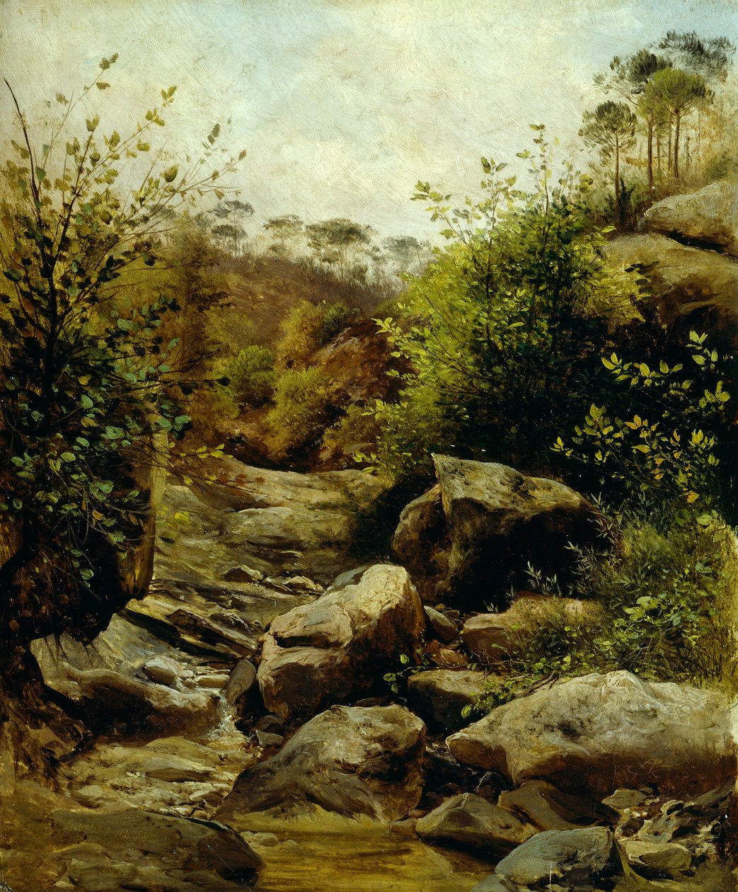 Vy över Scopeti genom klippor av Carlo Ademollo (1824-1911), olja på kartong överförd på kartong, 33x28 cm av Carlo Ademollo