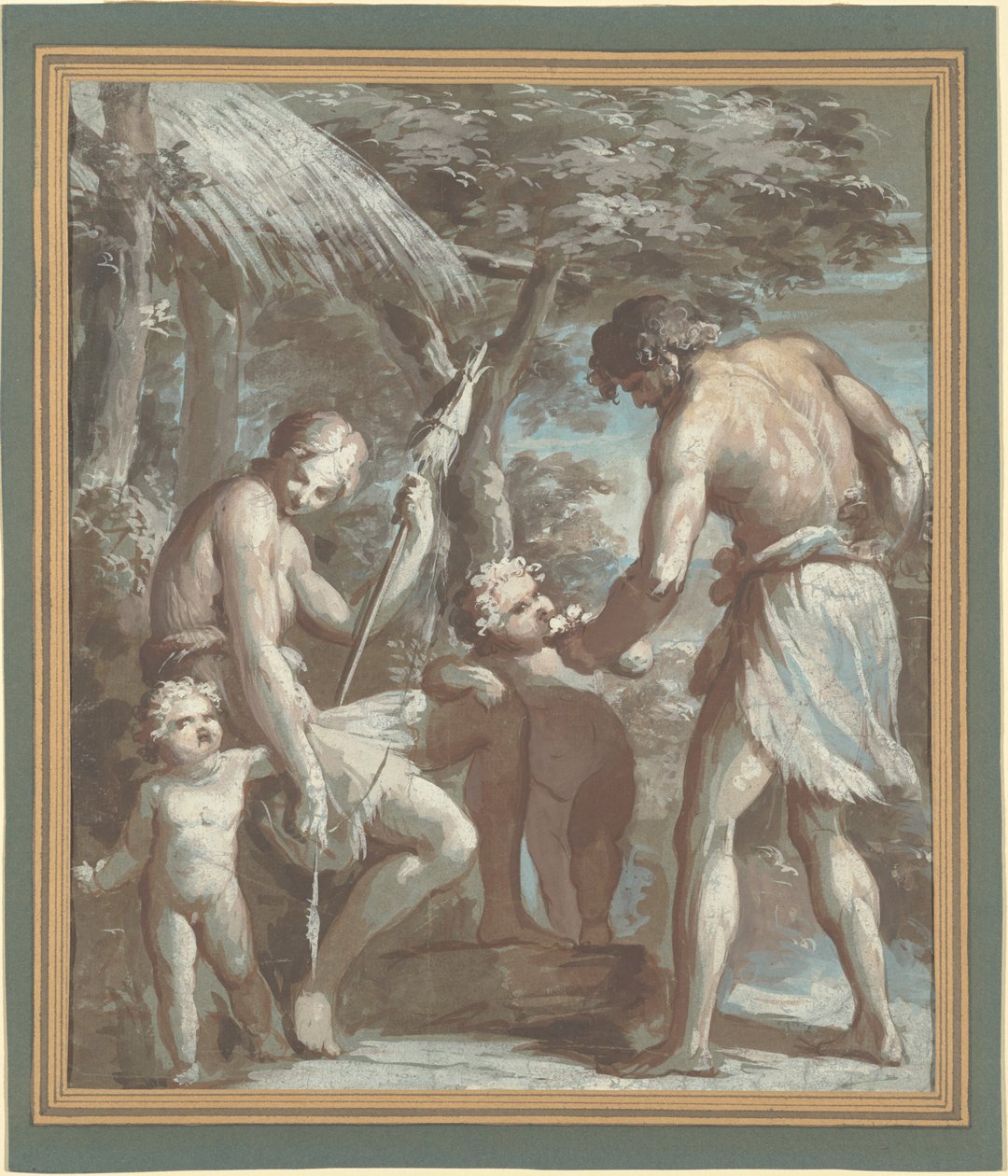 Adam och Eva med Kain och Abel av Carlo Alberto Baratta