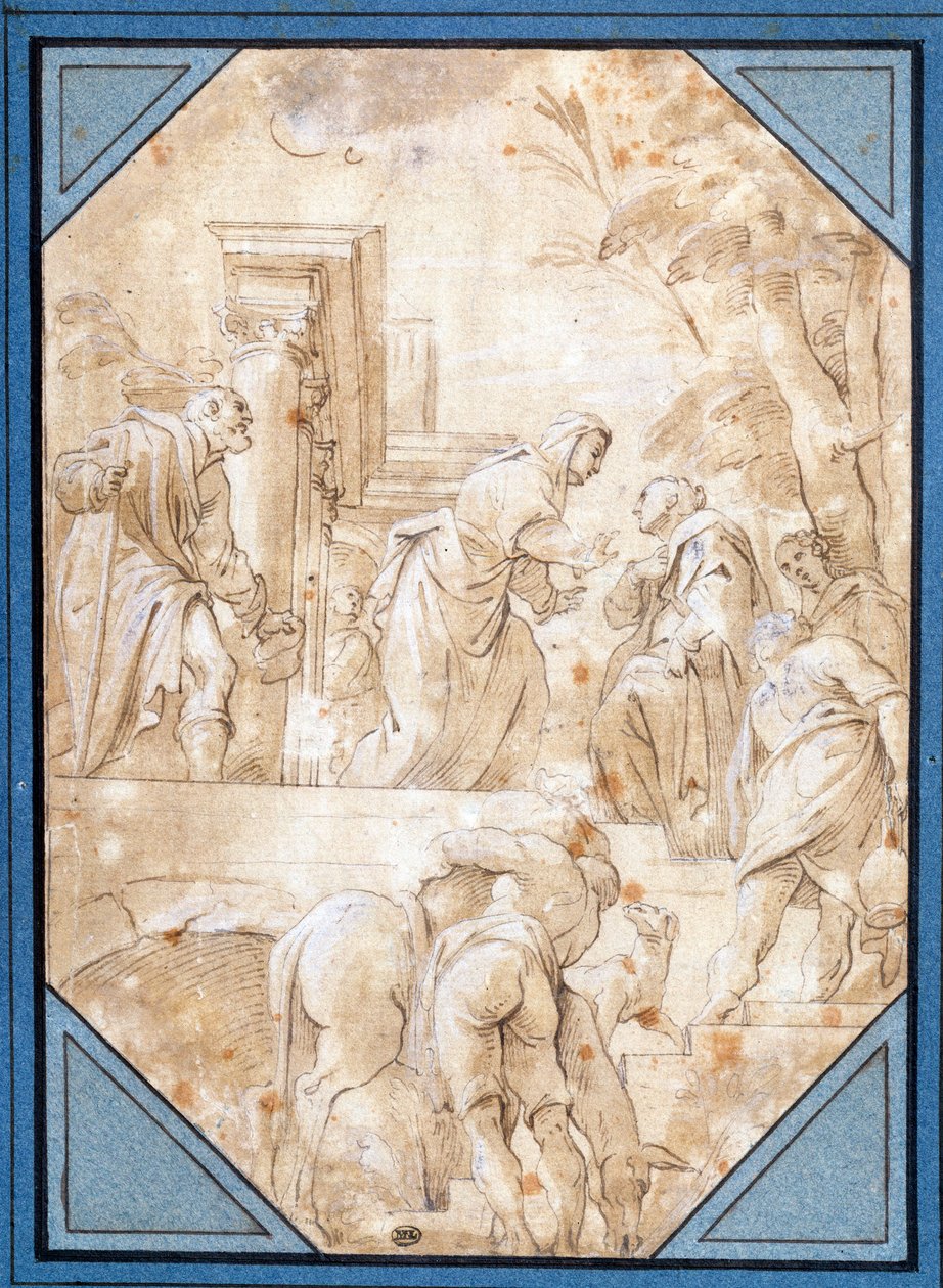Visitationsteckningen av Carlo Bononi (1569-1632) Sön. 0,22 x 0,15 m Paris. av Carlo Bononi