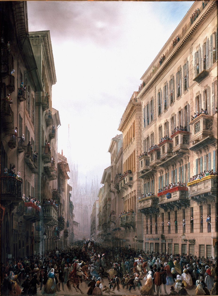 Carnival in Milano street (olja på duk, ca 1847) av Carlo Bossoli