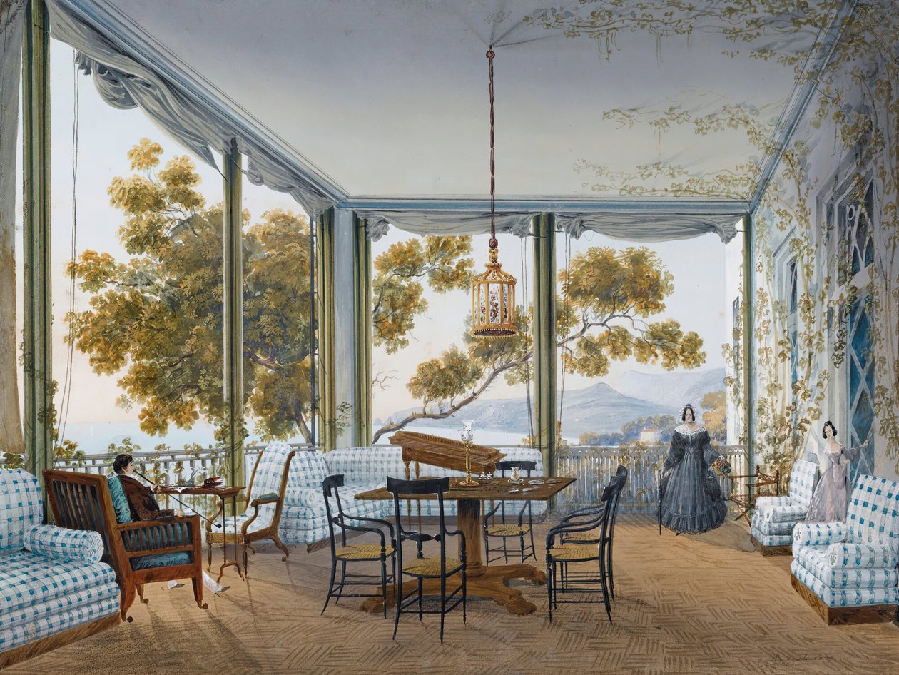Interiör i Naryshkin-palatset i Miskhor, 1841-1842. av Carlo Bossoli